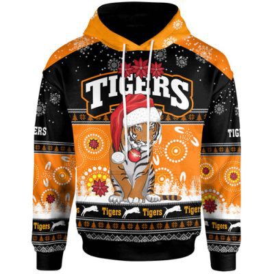 Wests Tigers Christmas Hoodie - Custom Wests Tigers Merry Christmas Aboriginal Inspired Hoodie