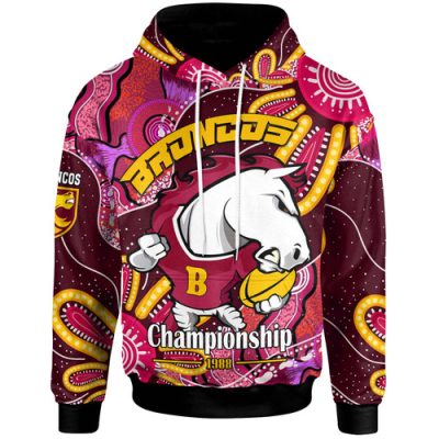 Brisbane Broncos Hoodie - Custom Broncos Aboriginal Inspired Dot Painting Player And Number Woman Hoodie