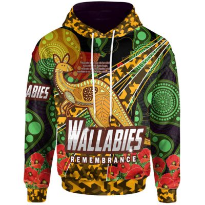 Wallabies Rugby Hoodie - Custom Aboriginal Inspired Wallabies Kangaroo Hoodie