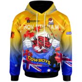 North Queensland Cowboys Hoodie - Custom North Queensland Cowboys Remembrance Day Lest We Forget Poppies Hoodie