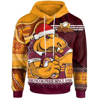 Brisbane Broncos Christmas Hoodie - Custom Brisbane Broncos Pride Since 1988 Aboriginal Inspired and Ugly Pattern Hoodie
