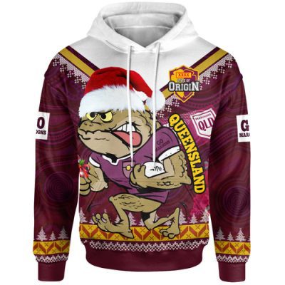 Cane Toads Christmas Hoodie - Custom Maroons Cane Toads Aboriginal Inspired Christmas Hoodie