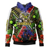 Canberra Raiders Anzac Hoodie - Canberra Raiders Lest We Forget Aboriginal Inspired Hoodie