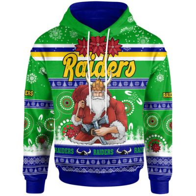 Canberra Raiders Christmas Hoodie - Custom Canberra Raiders Ugly Christmas And Aboriginal Inspired Patterns Hoodie