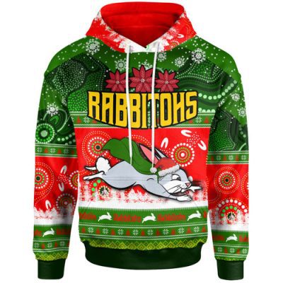 South Sydney Rabbitohs Hoodie - South Sydney Rabbitohs Ugly Christmas And Aboriginal Inspired Patterns Hoodie