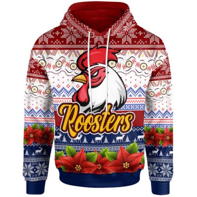 Sydney Roosters Chrstmas Hoodie - Custom Sydney Roosters Ugly Christmas Knitted Hoodie