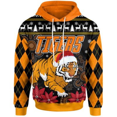 Wests Tigers Christmas Hoodie - Custom Wests Tigers Merry Christmas Aboriginal Inspired Hoodie