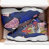 Sydney Roosters High Top Basketball Shoes J 13 - Angry Rooster with Aboriginal Inspired Indigenous Dot Painting Style Sneakers