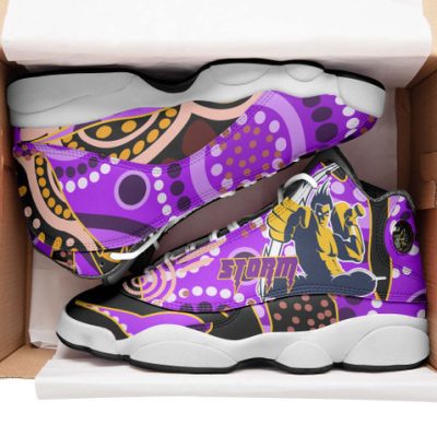 Melbourne Storm High Top Basketball Shoes J 13 - Melbourne Storm Thunder Indigenous with Torres Strait Islander Aboriginal Inspired Culture Sneakers J 13