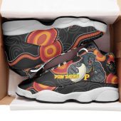 Penrith Panthers High Top Basketball Shoes J 13 - Penrith Panthers Aboriginal Inspired with Ball Indigenous Style of Dot Painting Traditional Sneakers