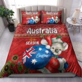 Aboriginal Christmas Bedding Set - Custom Australia Koala Ugly Christmas with Aboriginal Inspired Green Bedding Set