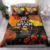 All Stars Rugby Anzac Aboriginal Inspired Bedding Set - All Stars with Anzac Day with Poppy Flower Bedding Set