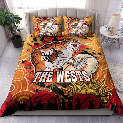 Wests Tigers Anzac Bedding Set - Anzac Aboriginal Inspired with Poppy Flower Bedding Set Wests Tigers Anzac Bedding Set - Anzac Aboriginal Inspired with Poppy Flower Bedding Set