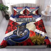 Newcastle Knights Anzac Bedding Set - Newcastle Knights with Anzac Day Poppy Flower Bedding Set