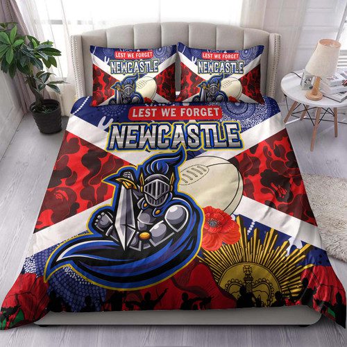 Newcastle Knights Anzac Bedding Set - Newcastle Knights with Anzac Day Poppy Flower Bedding Set Newcastle Knights Anzac Bedding Set - Newcastle Knights with Anzac Day Poppy Flower Bedding Set
