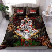 Aboriginal Christmas Bedding Set - Aussie Koala Christmas Tree with Aboriginal Inspired Bedding Set