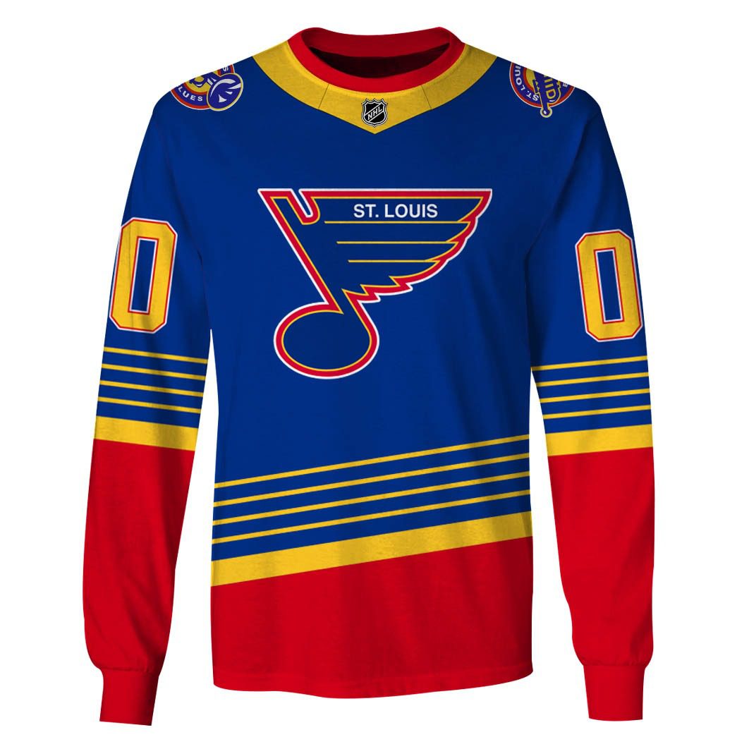 Personalized St. Louis Blues Throwback Vintage NHL Hockey Away Jersey - OldSchoolThings - Personalize Your Own New & Retro Sports Jerseys, Hoodies, T Shirts
