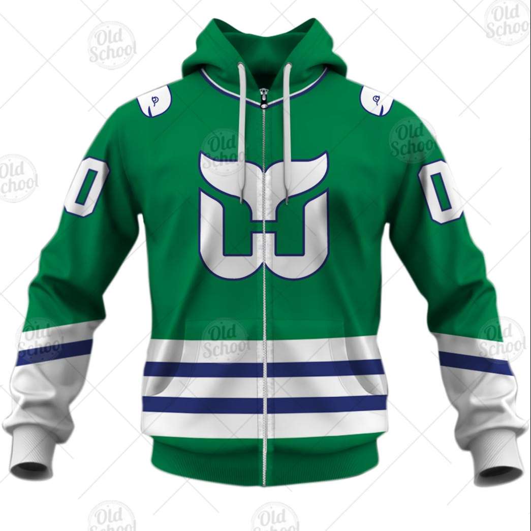 Personalized Hartford Whalers / Carolina Hurricanes Vintage NHL Jersey Green - OldSchoolThings - Personalize Your Own New & Retro Sports Jerseys, Hoodies, T Shirts