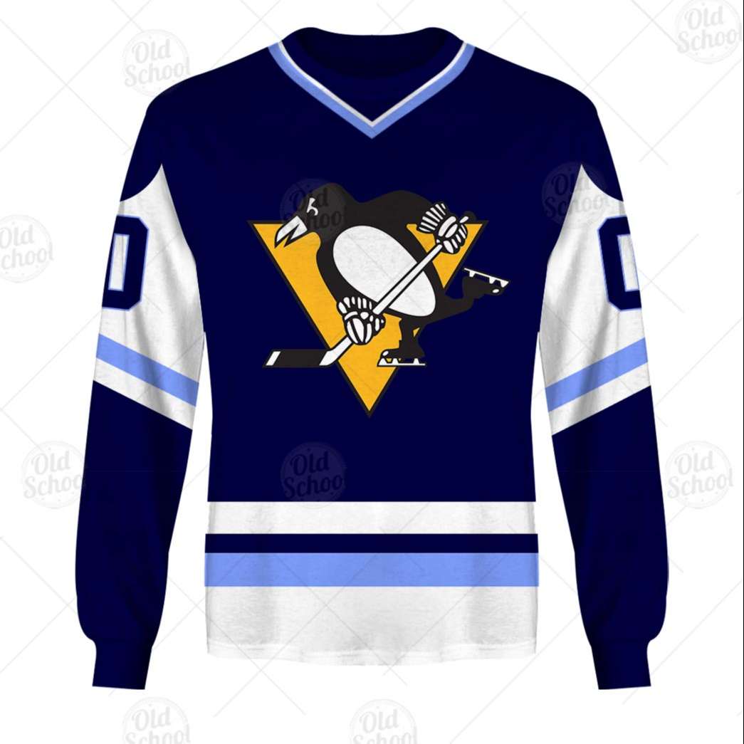 Personalized Vintage NHL Pittsburgh Penguins Navy Blue Jersey - OldSchoolThings - Personalize Your Own New & Retro Sports Jerseys, Hoodies, T Shirts