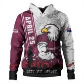Manly Warringah Sea Eagles Hoodie Anzac Day Lest We Forget Strong Fighting Spirit