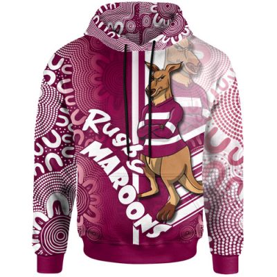 Maroons Rugby Hoodie - Custom Kangaroo Aboriginal Inspired Indigenous Sport Style Hoodie