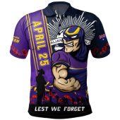Melbourne Storm Polo Shirt Anzac Day Lest We Forget Strong Fighting Spirit