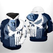 NBA Memphis Grizzlies Blue White Punisher Skull Pullover Hoodie V3
