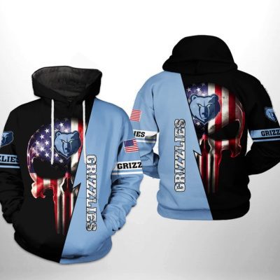 NBA Memphis Grizzlies US Flag Punisher Skull Pullover Hoodie