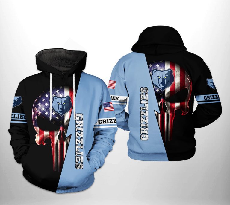 NBA Memphis Grizzlies US Flag Punisher Skull Pullover Hoodie NBA Memphis Grizzlies US Flag Punisher Skull Pullover Hoodie