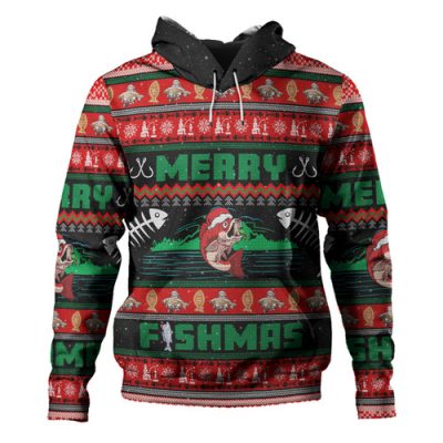 Australia Christmas Fishing Custom Hoodie - Merry Fishmas Fishing Ugly Christmas Hoodie