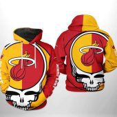 NBA Miami Heat Yellow Red Skull Pullover Hoodie