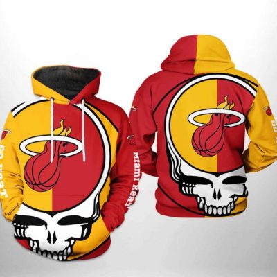 NBA Miami Heat Yellow Red Skull Pullover Hoodie