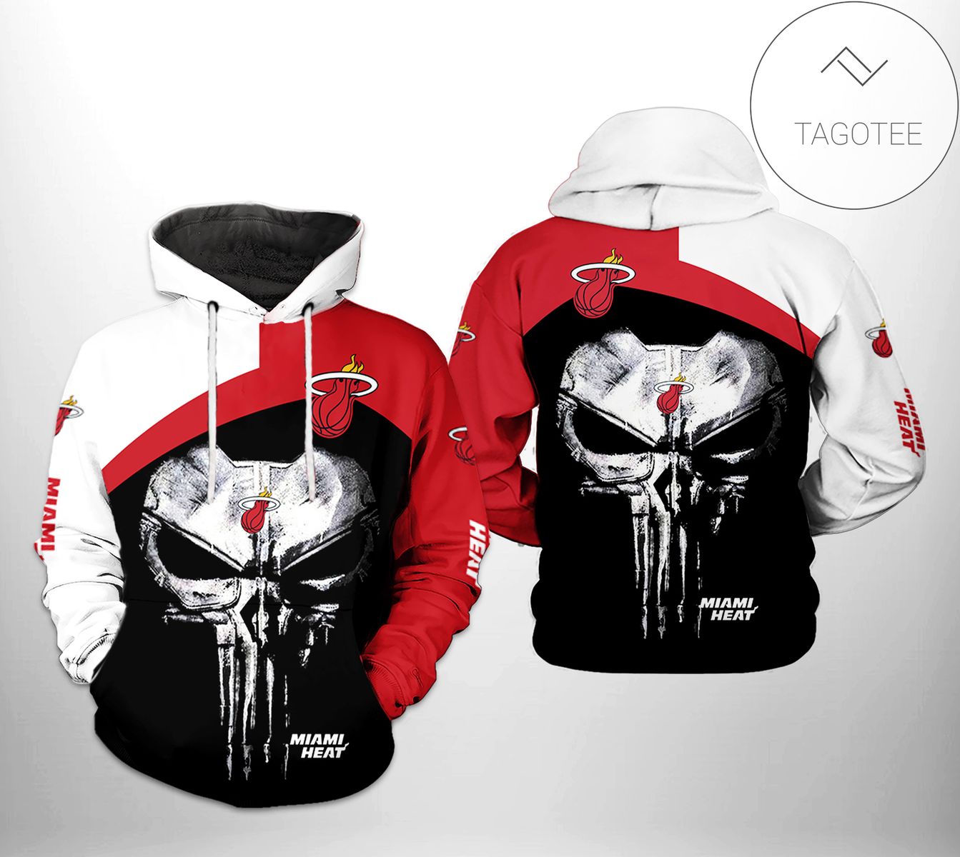 NBA Miami Heat Red Black Punisher Skull Pullover Hoodie V5 NBA Miami Heat Red Black Punisher Skull Pullover Hoodie V5