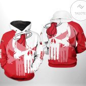 NBA Miami Heat White Red Skull Pullover Hoodie