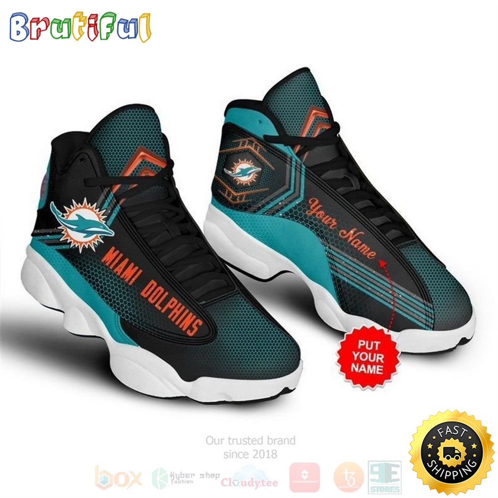 Miami Dolphins Football Nfl Custom Name Air Jordan 13 Shoes