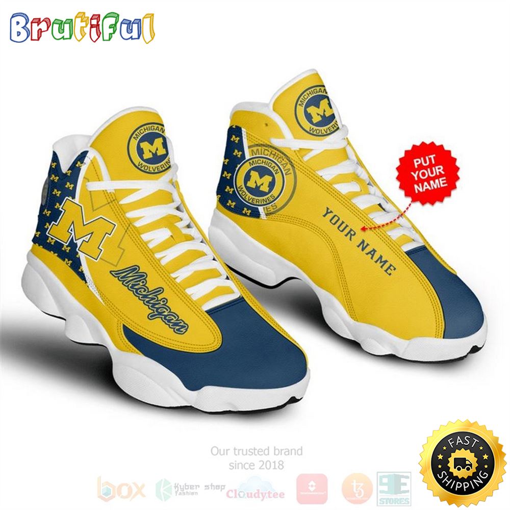 Michigan Wolverines Nfl Custom Name Air Jordan 13 Shoes
