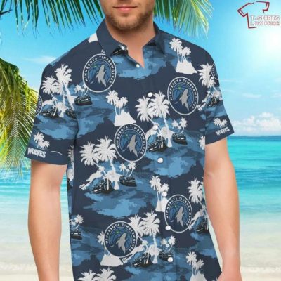 NBA Minnesota Timberwolves White Blue Hawaiian Shirt
