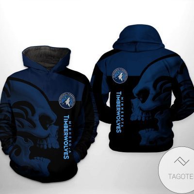 NBA Minnesota Timberwolves Black Blue Skull Pullover Hoodie