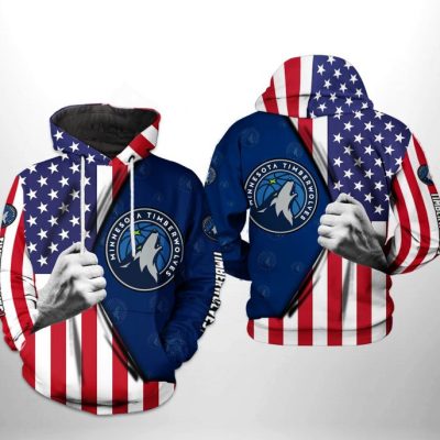 NBA Minnesota Timberwolves US Flag Pullover Hoodie V2
