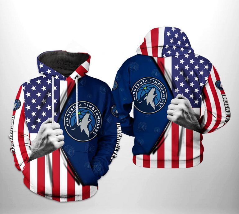 NBA Minnesota Timberwolves US Flag Pullover Hoodie V2 NBA Minnesota Timberwolves US Flag Pullover Hoodie V2