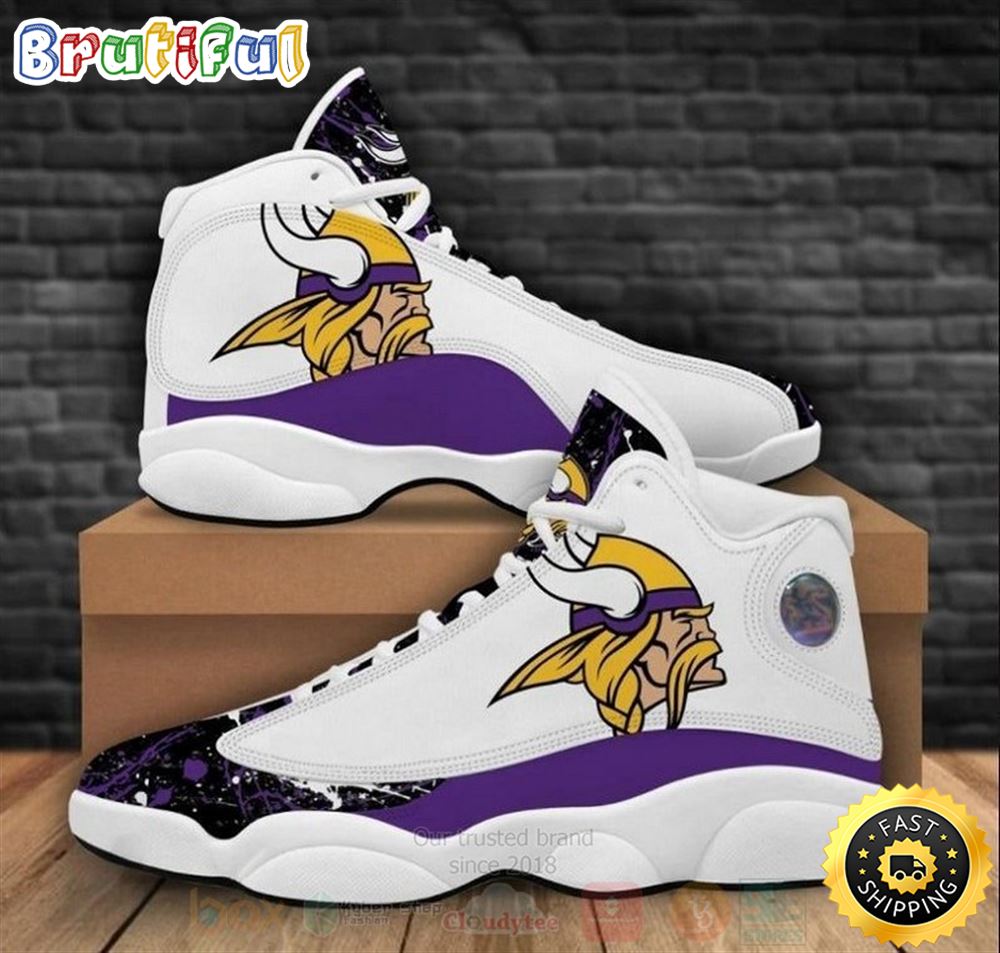 Minnesota Vikings Nfl Big Logo Bling Bling Football Team Air Jordan 13 Shoes Minnesota Vikings Nfl Big Logo Bling Bling Football Team Air Jordan 13 Shoes