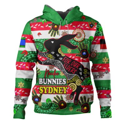 South Sydney Rabbitohs Custom Hoodie - For Our Elders Aboriginal Inspired Hoodie