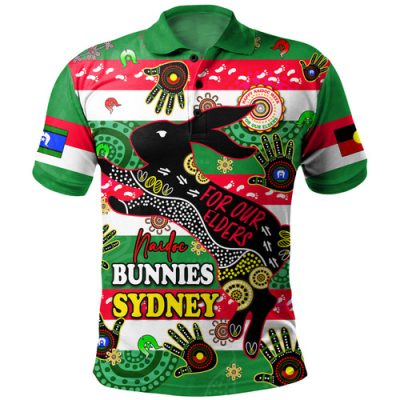 South Sydney Rabbitohs Custom Polo Shirt - For Our Elders Aboriginal Inspired Polo Shirt