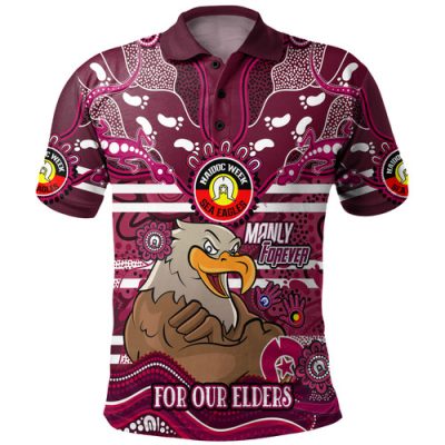 Manly Warringah Sea Eagles Custom Polo Shirt - For Our Elders Home Jersey Polo Shirt