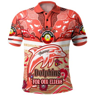 Redcliffe Dolphins Naidoc Week Custom Polo Shirt - For Our Elders Home Jersey Polo Shirt