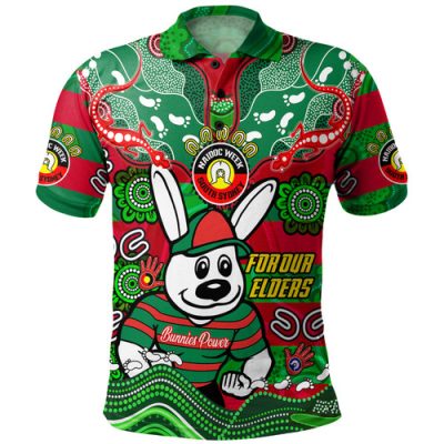 South Sydney Rabbitohs Custom Polo Shirt - For Our Elders Home Jersey Polo Shirt