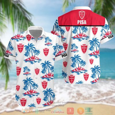 AC Monza Coconut Tree White Red Hawaiian Shirt