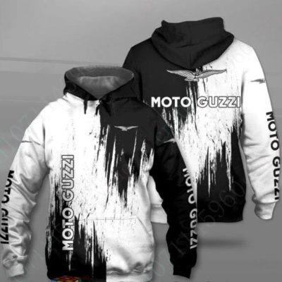 Moto Guzzi White Black Pullover Hoodie