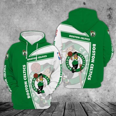 NBA Boston Celtics White Green Primary Logo Pullover Hoodie