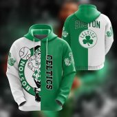 NBA Boston Celtics White Green Split Pullover Hoodie